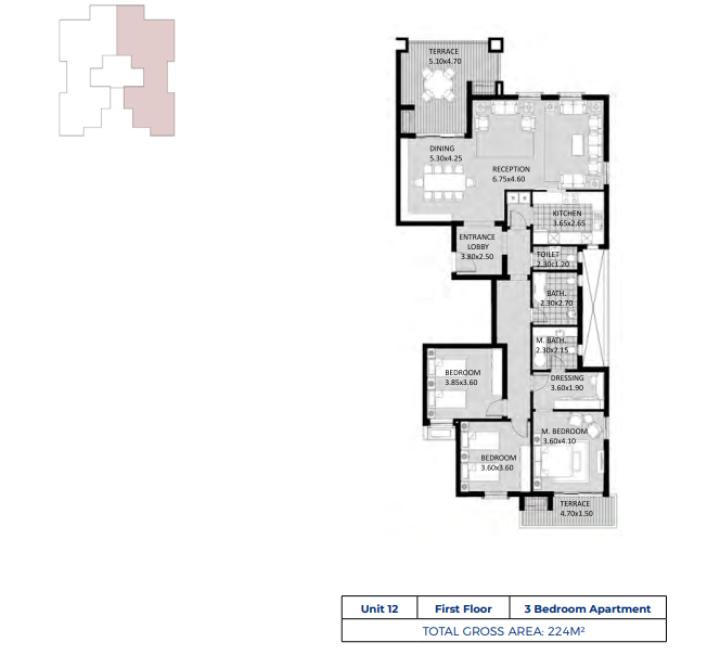 Floor plan for apartment at October Plaza