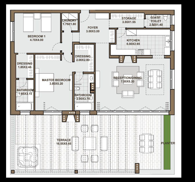 Floor plan for apartment at Forty West Phase II