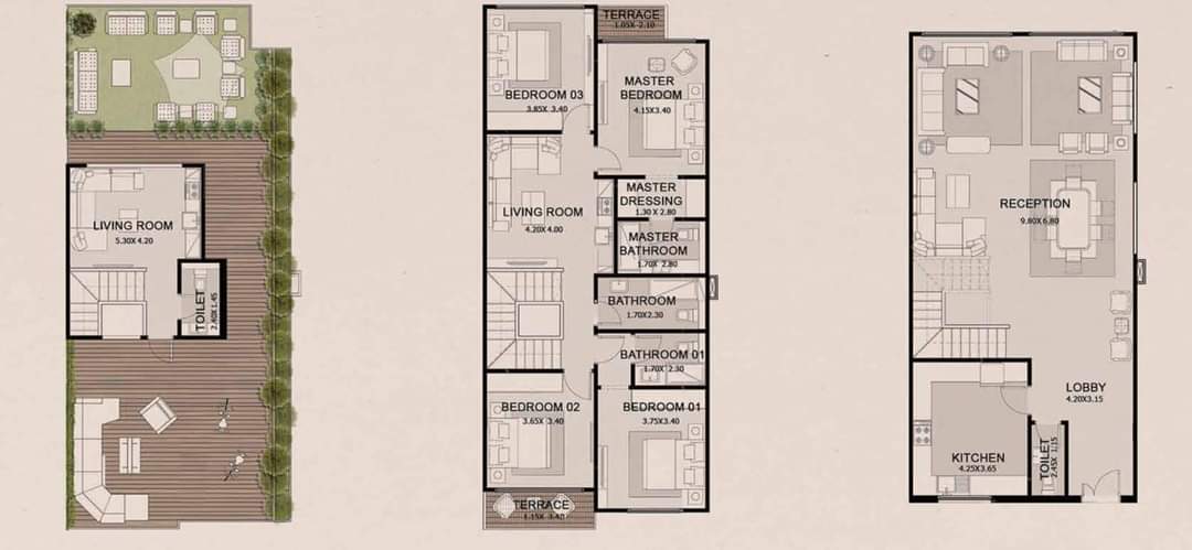 Floor plan for townhouse at Azzar New Cairo