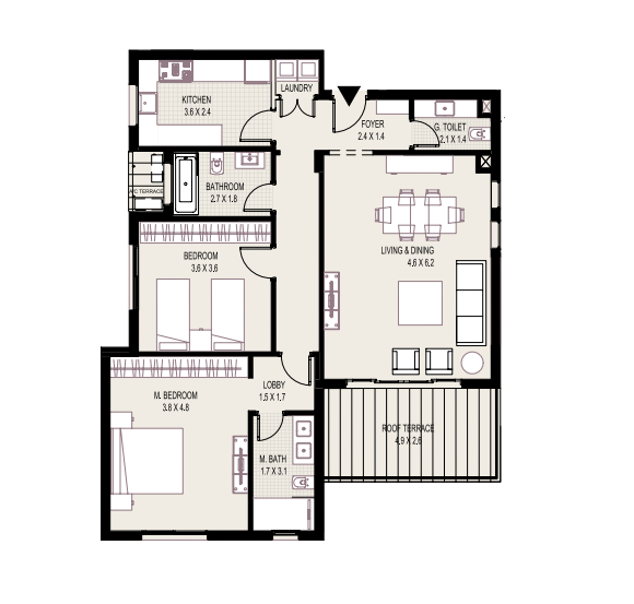 Floor plan for apartment at Plateau District 5