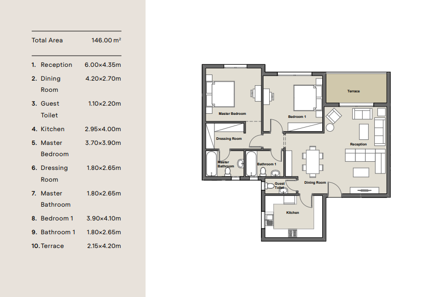 Floor plan for apartment at Axis X Iwan