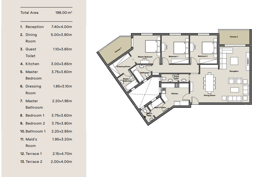 Floor plan for apartment at Axis X Iwan