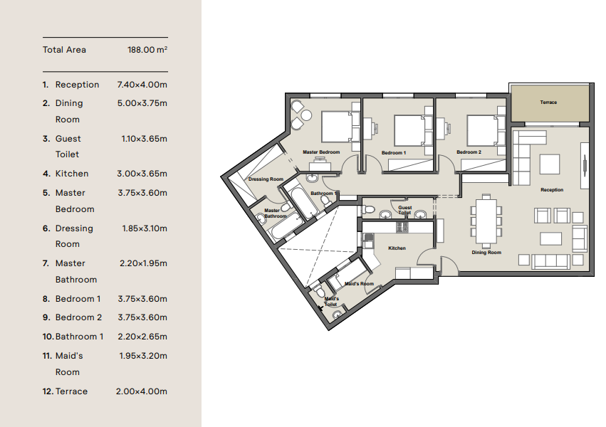 Floor plan for apartment at Axis X Iwan
