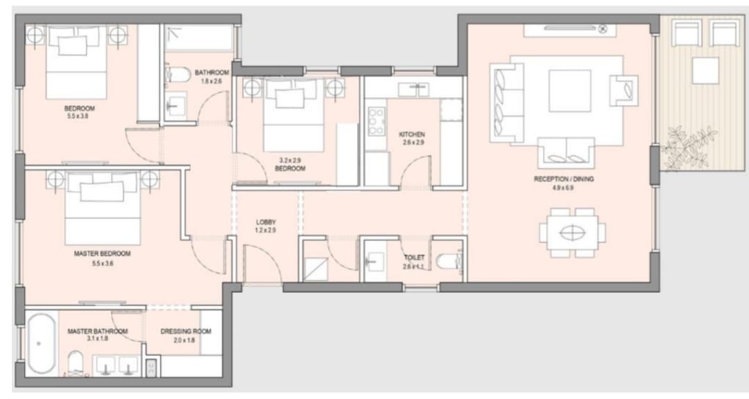 Floor plan for apartment at Park View - Haptown