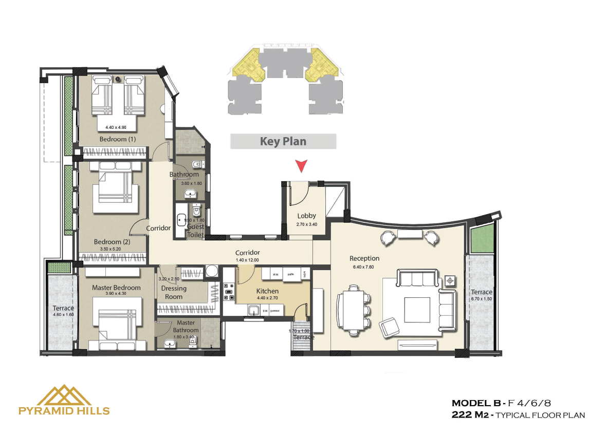 Floor plan for apartment at Pyramid Hills