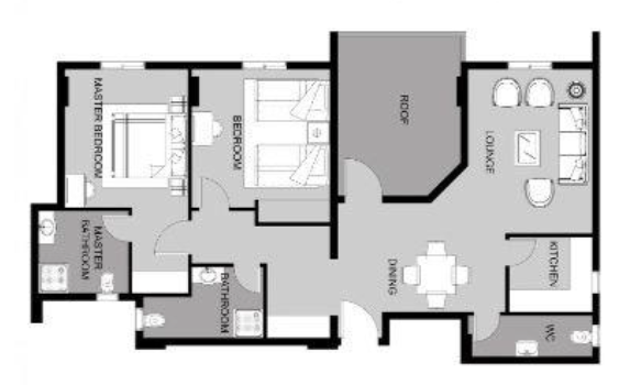 Floor plan for apartment at Botanica Inn