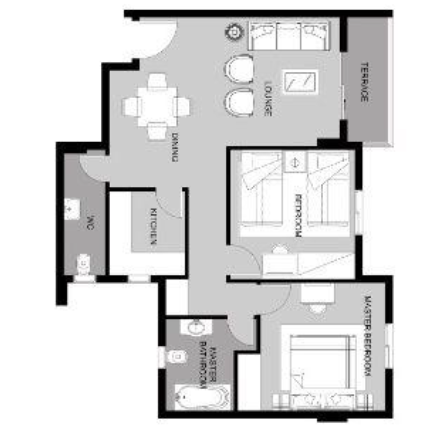 Floor plan for apartment at Botanica Inn