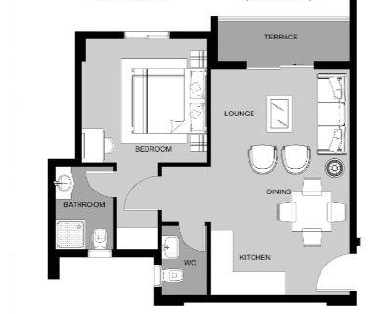 Floor plan for apartment at Botanica Inn