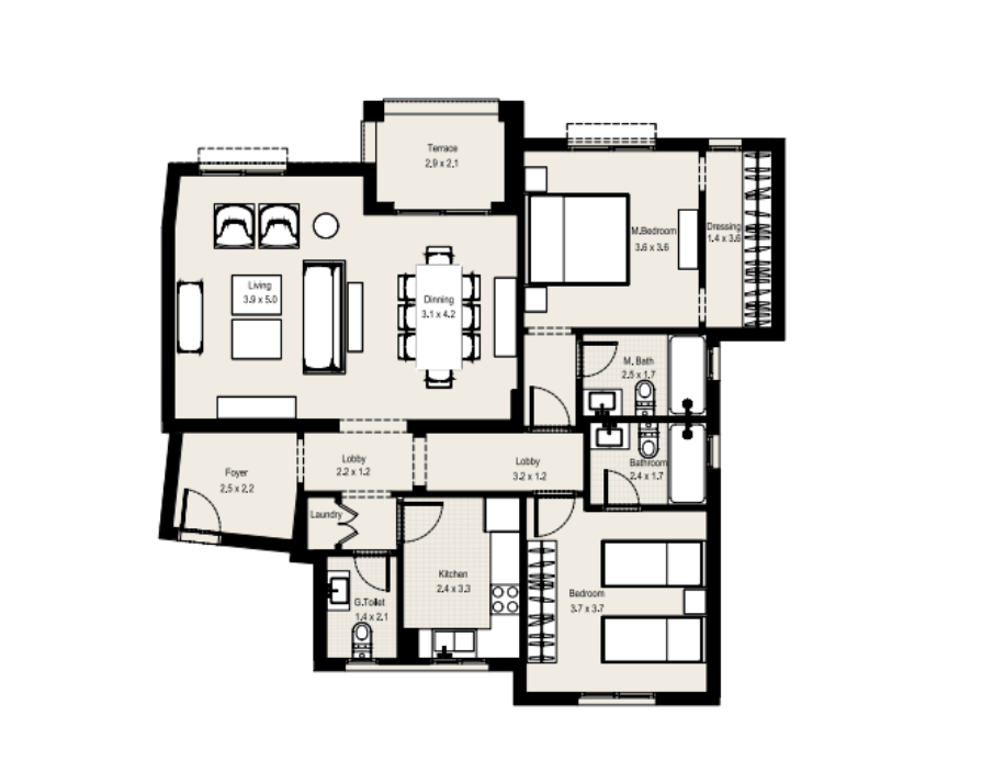 Floor plan for apartment at DISTRICT 5