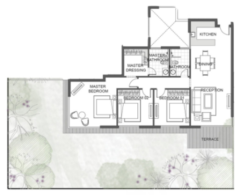 Floor plan for chalet at Jefaira