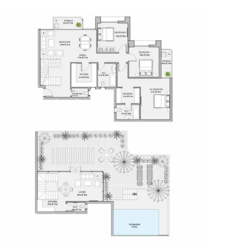 Floor plan for duplex at Atika