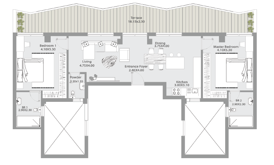 Floor plan for penthouse at Kinda
