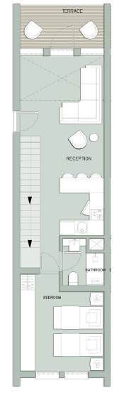 Floor plan for studio at Il Monte Galala
