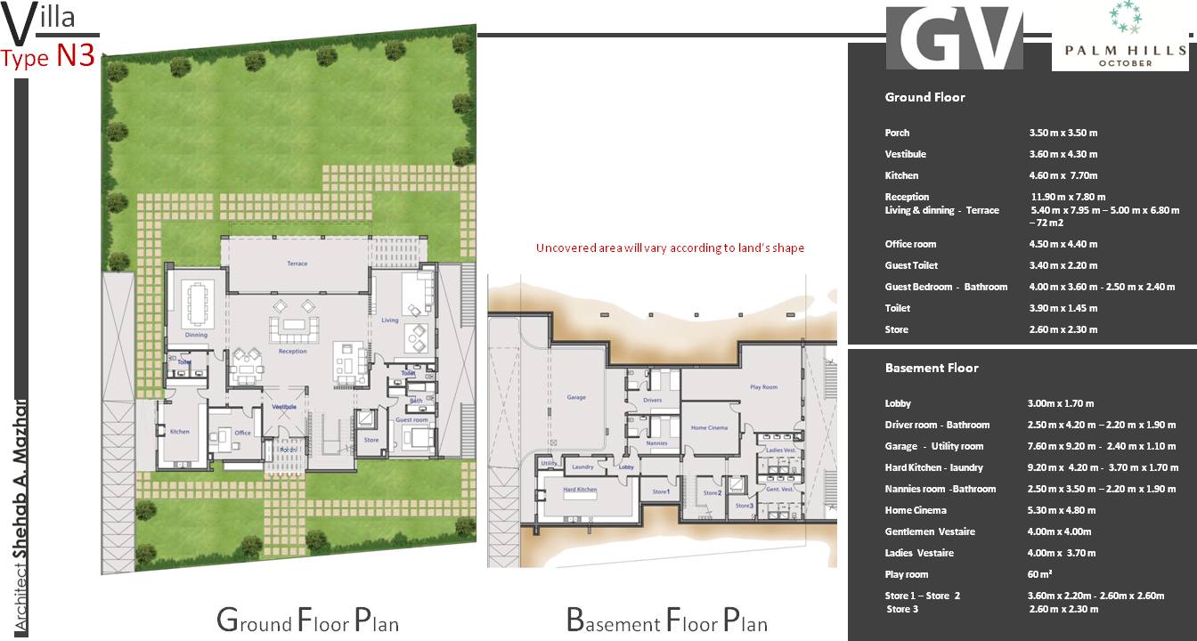 Floor plan for villa at Palm Hills Golf Views