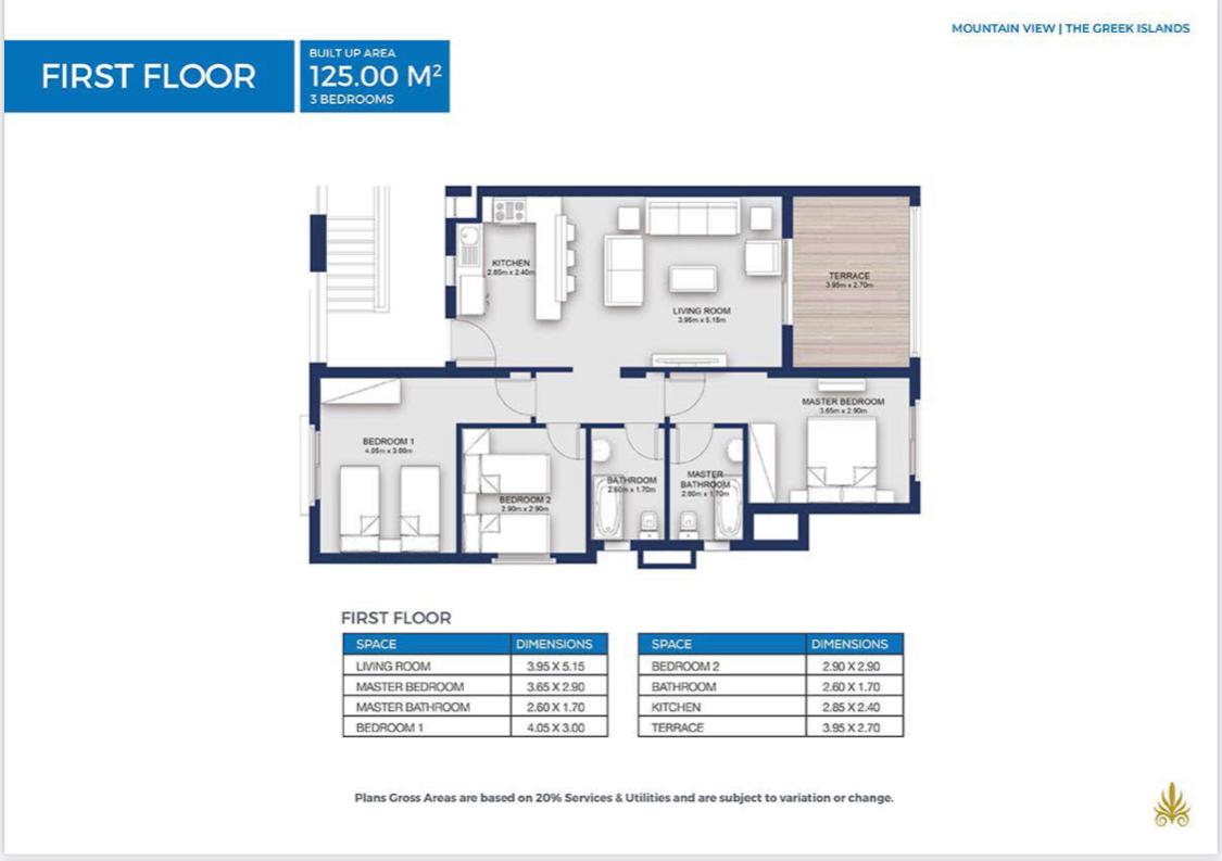 Floor plan for chalet at Mountain View Ras El Hekma