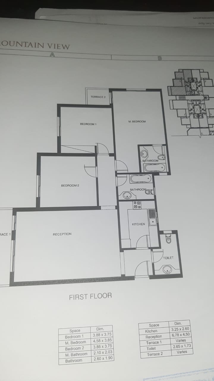 Floor plan for apartment at Mountain View ICity New Cairo