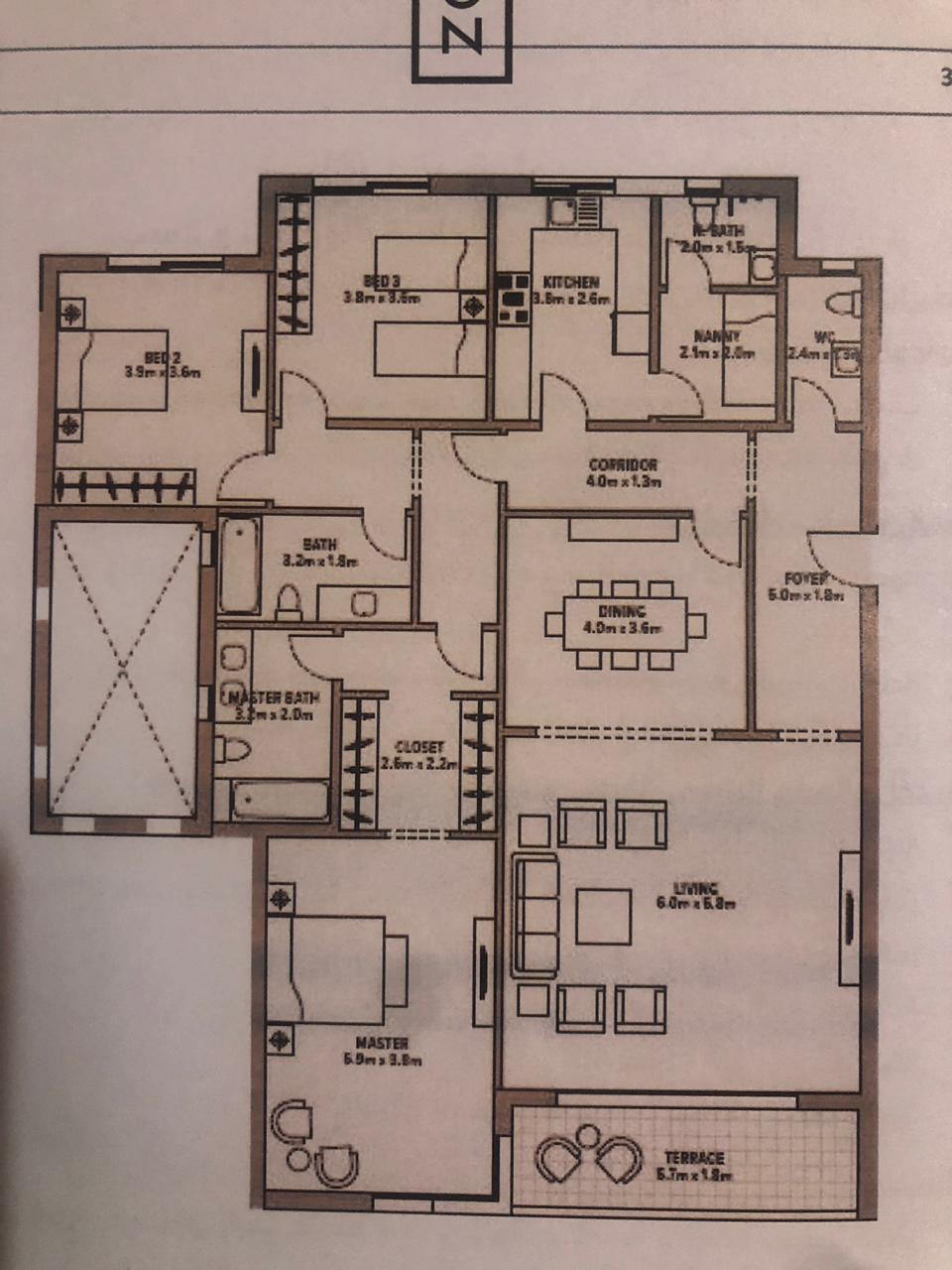 Floor plan for apartment at AEON Towers
