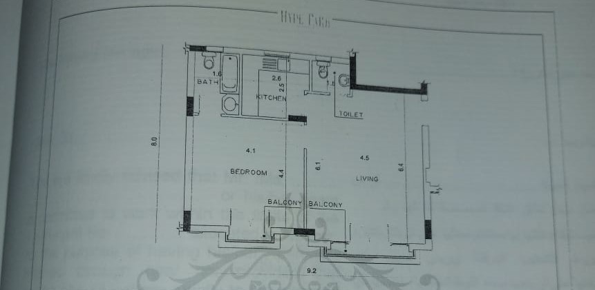 Floor plan for studio at Hyde Park