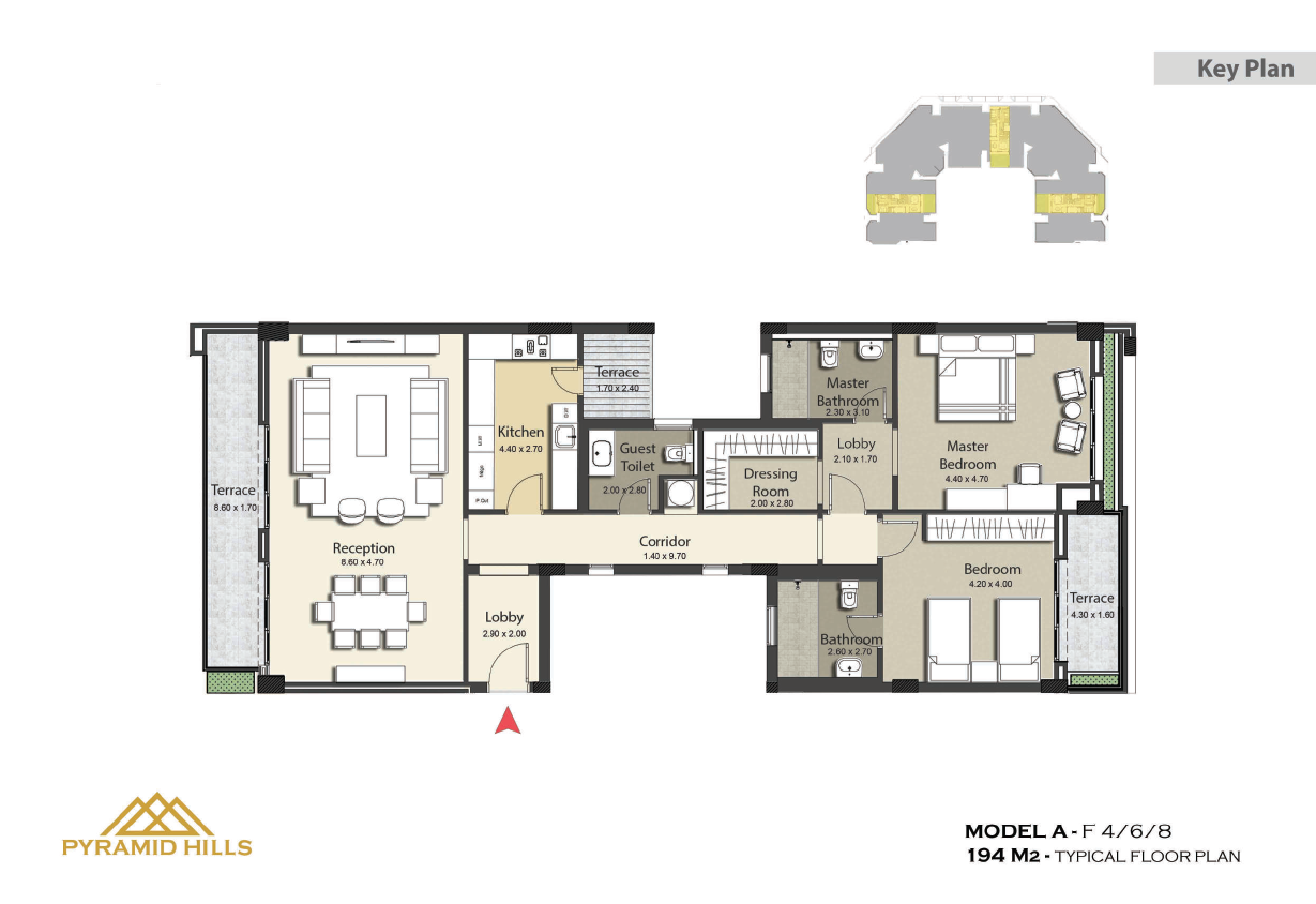 Floor plan for apartment at Pyramid Hills