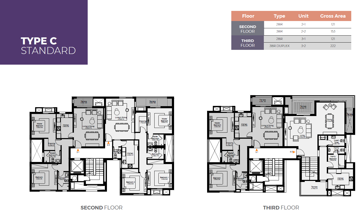 Floor plan for duplex at O West Orascom