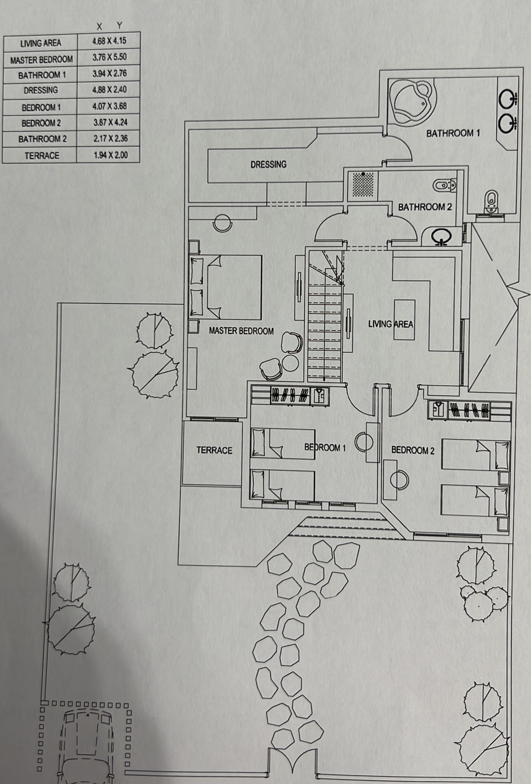 Floor plan for villa at Sarai