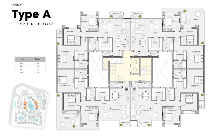 Floor plan for apartment at Atika