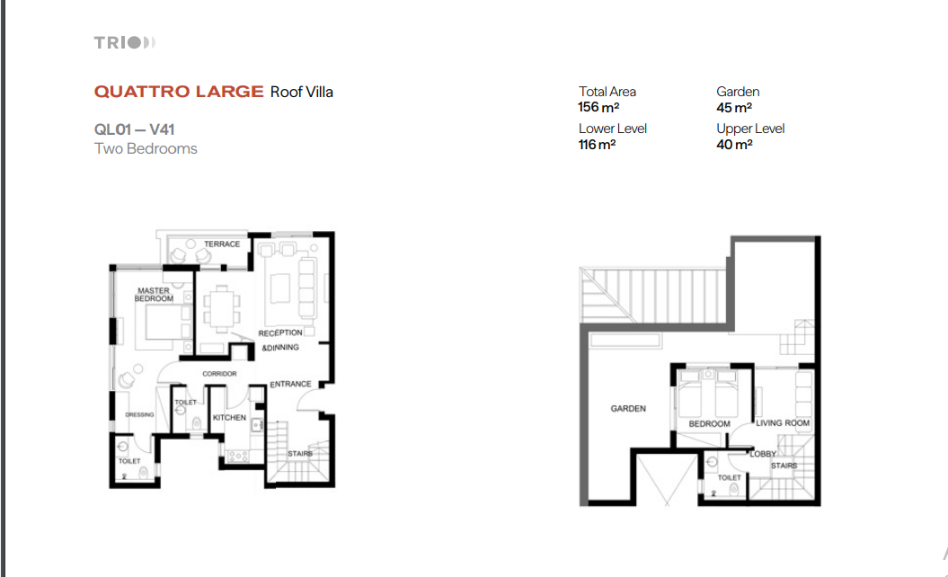 Floor plan for duplex at Trio