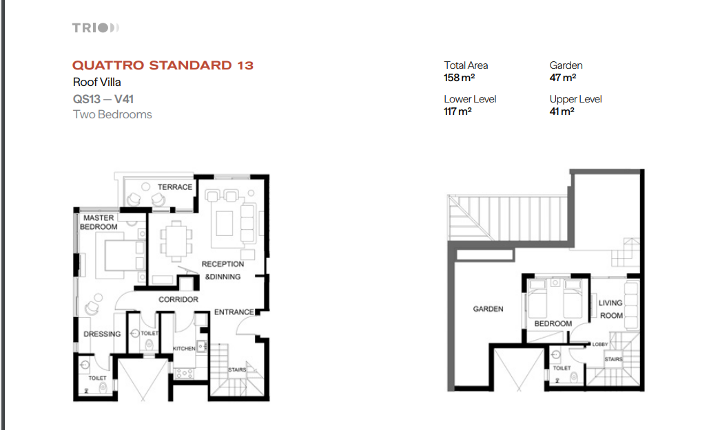 Floor plan for duplex at Trio