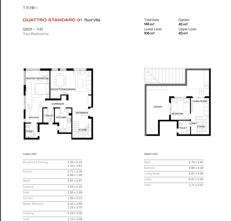 Floor plan for duplex at Trio