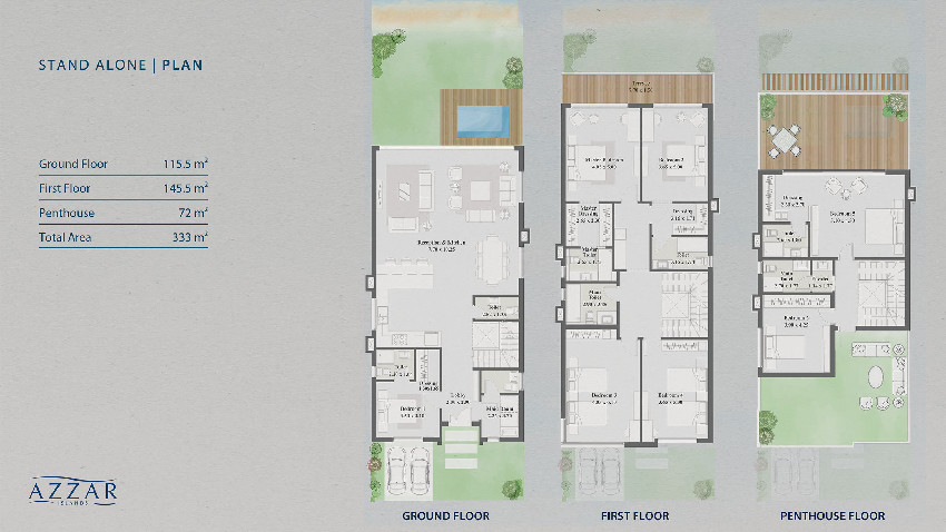 Floor plan for villa at Azzar  Island