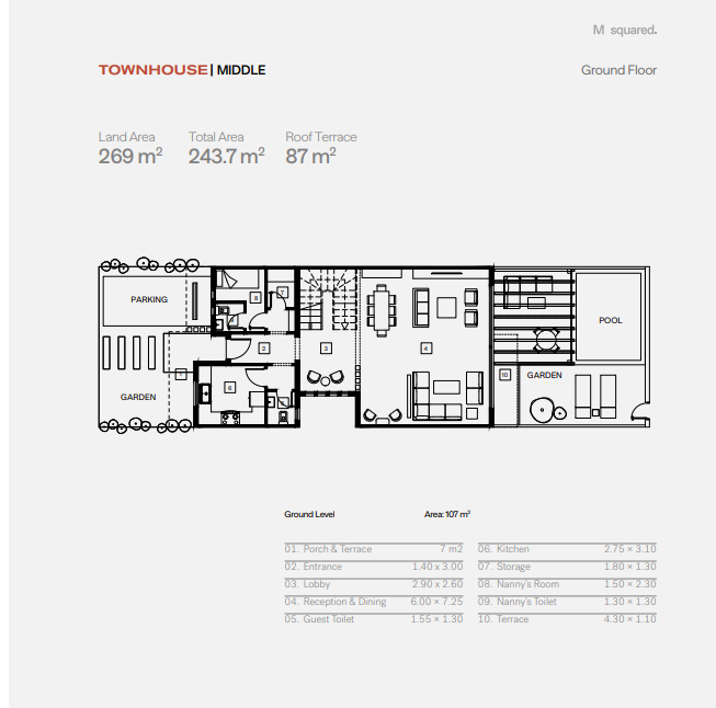 Floor plan for townhouse at Trio