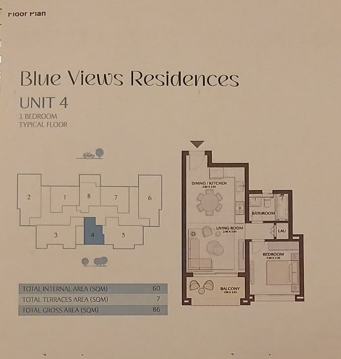 Floor plan for apartment at Blue Views Residences Mivida