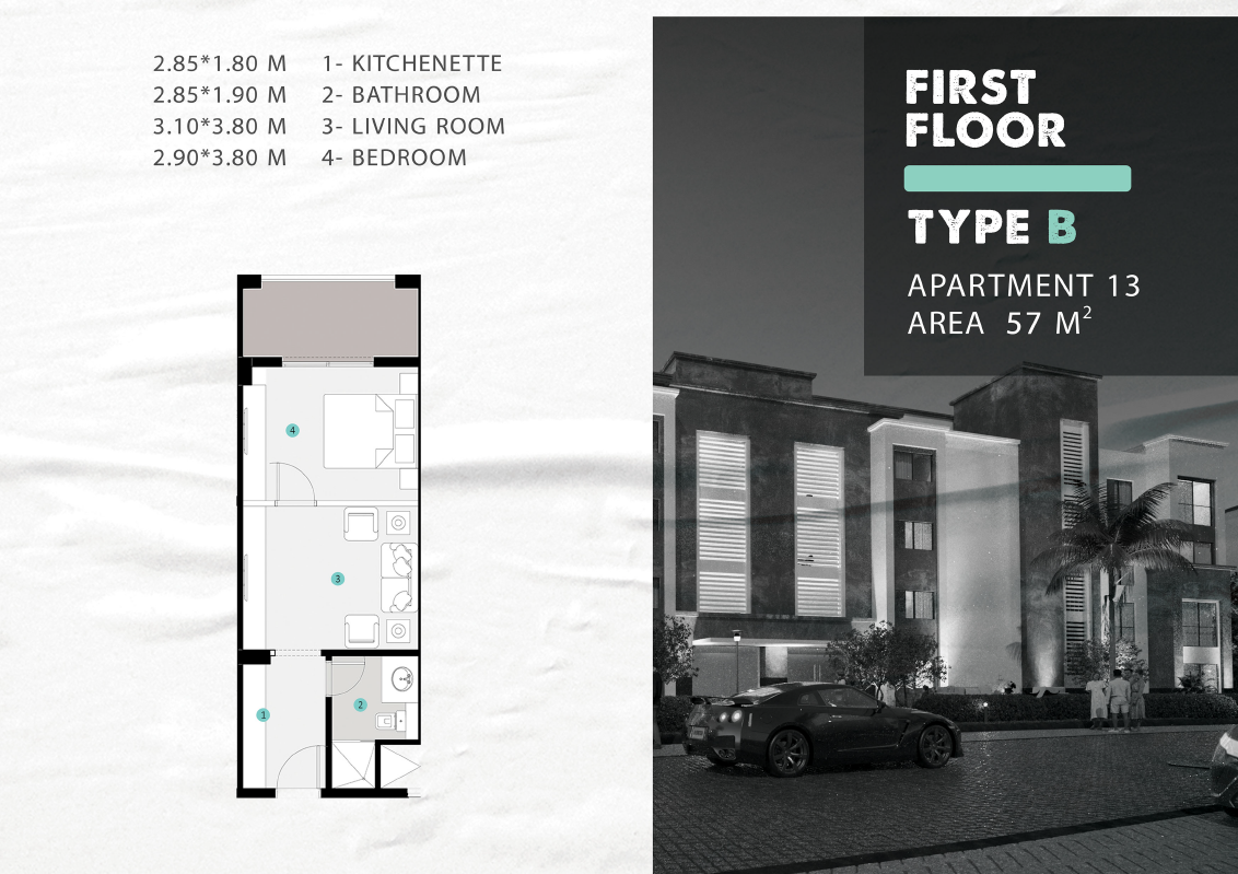 Floor plan for studio at Winter