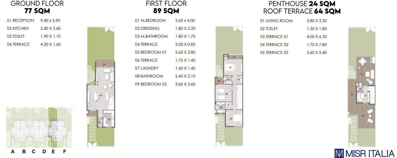 Floor plan for townhouse at Il Bosco New Capital