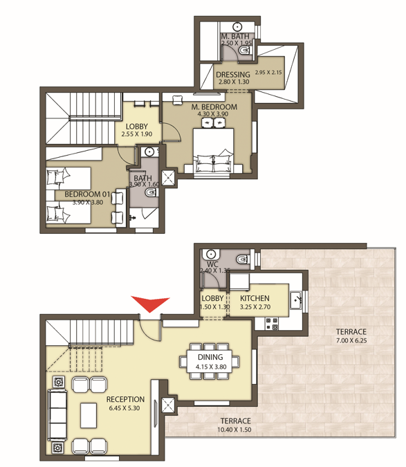 Floor plan for duplex at Entrada