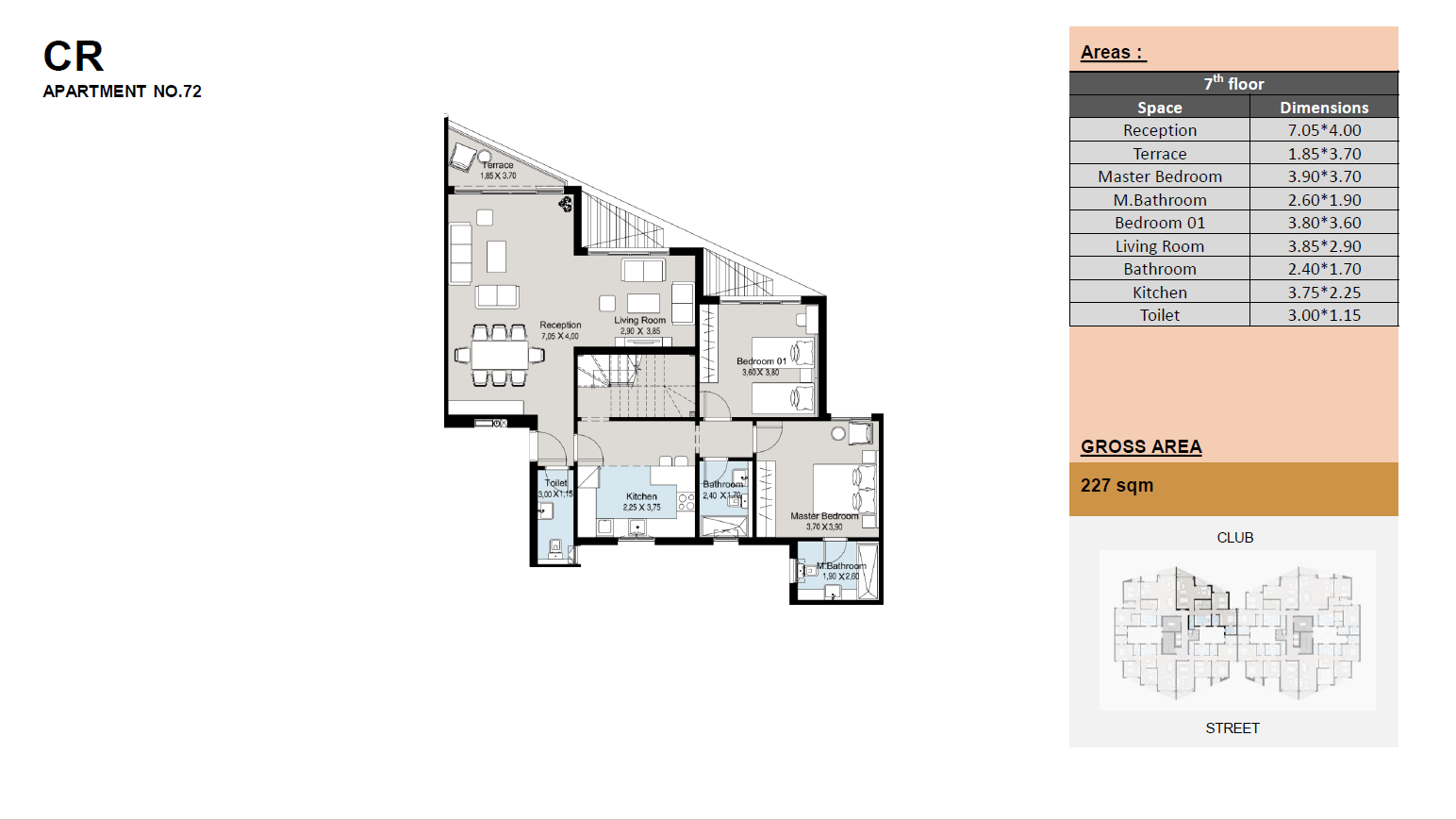 Floor plan for penthouse at The Brooks