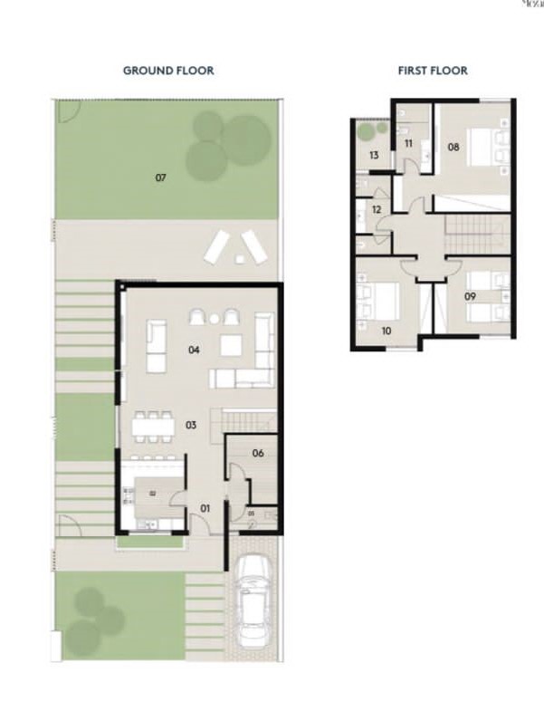 Floor plan for townhouse at Al Burouj