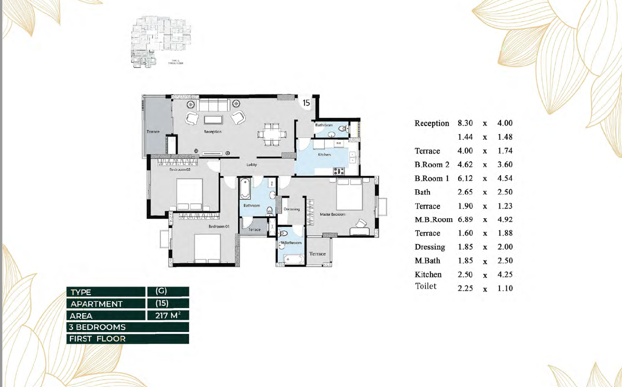 Floor plan for apartment at Oro New capital