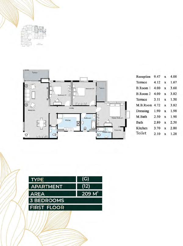 Floor plan for apartment at Oro New capital