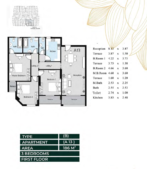 Floor plan for apartment at Oro New capital
