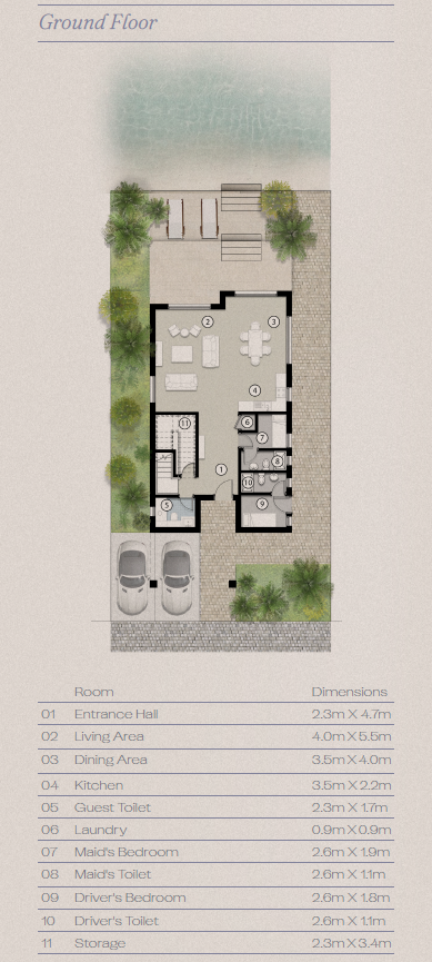 Floor plan for villa at Silversands