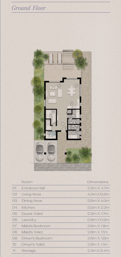 Floor plan for villa at Silversands