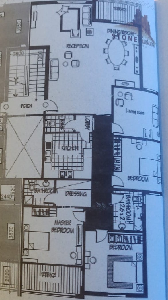 Floor plan for apartment at Stone Residence