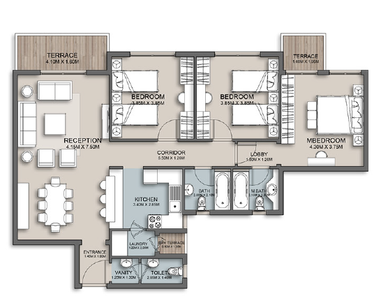 Floor plan for apartment at The Loft
