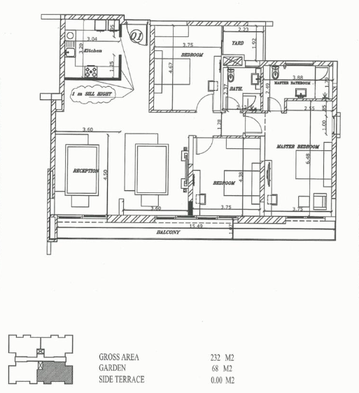 Floor plan for apartment at The Waterway - New Cairo