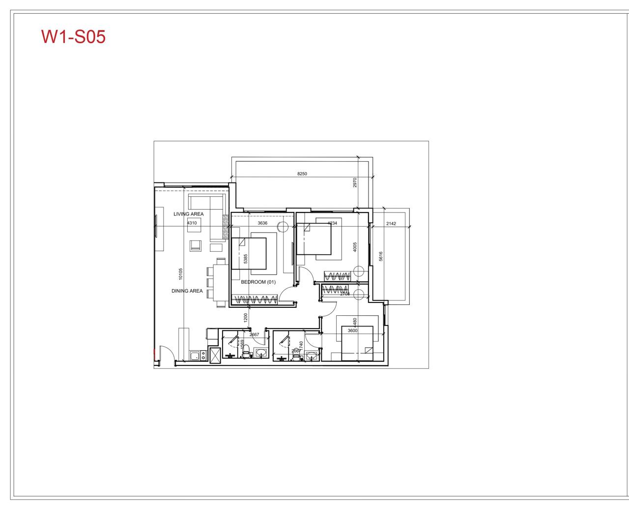 Floor plan for apartment at WBR1