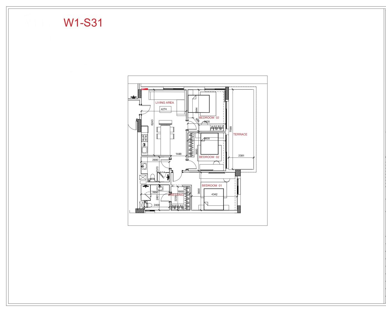 Floor plan for apartment at WBR1