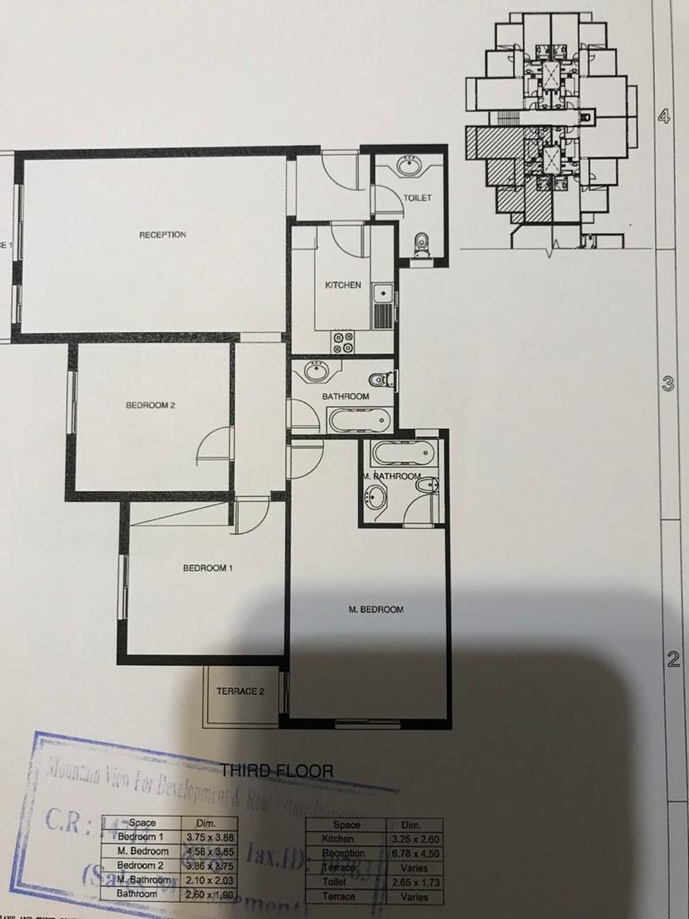 Floor plan for apartment at Mountain View ICity New Cairo