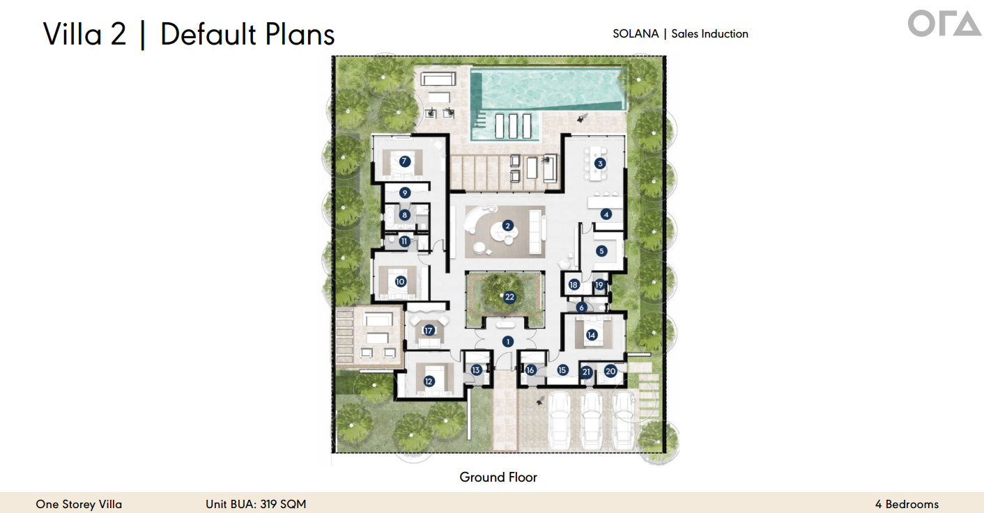 Floor plan for villa at Solana