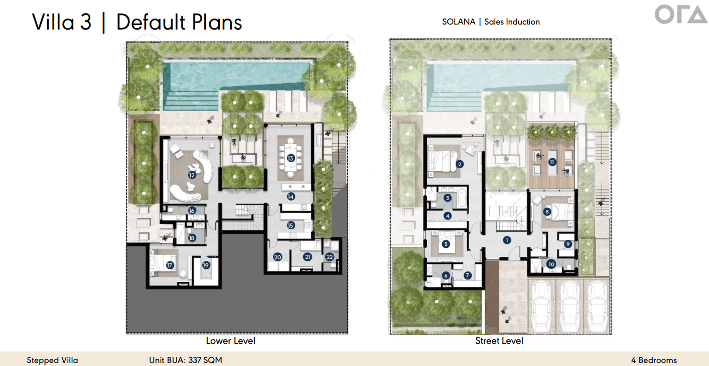 Floor plan for villa at Solana